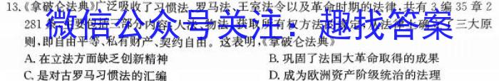 天壹名校联盟 2024届高三入学摸底考试历史试卷