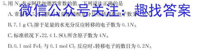 1衡水金卷先享题摸底卷2023-2024学年度高三一轮复习摸底测试卷(二)化学