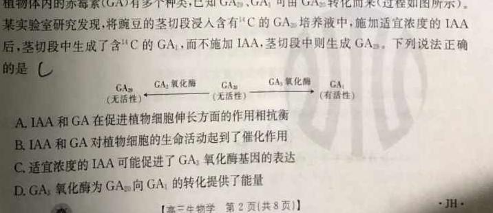 河南省开封市2023-2024学年五县联考高二上学期第一次月考联考卷生物