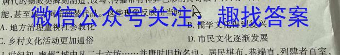 2023-2024学年安徽省九年级教学质量检测（一）历史