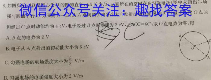 保定市2023-2024上学期高一1+3联考q物理