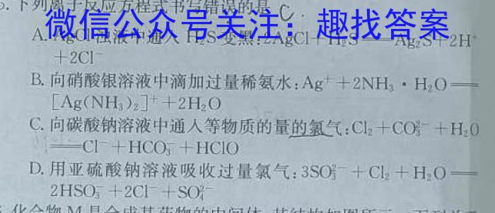 q湖南省2023-2024学年度高三一轮复习摸底测试卷（一）化学