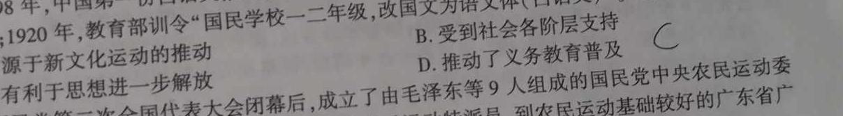 2024届全国高考分科模拟检测示范卷（一）XGK历史