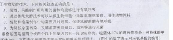 衡水名师卷 2023-2024学年度高三分科检测提分卷(一)生物学试题答案