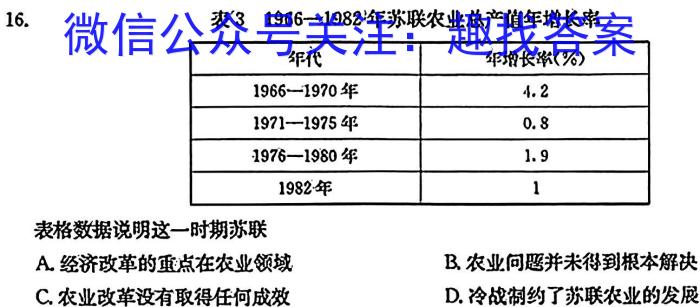 吉林省2024届高三九月考试(243078D)历史