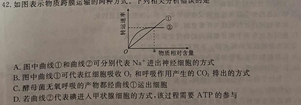 江西省2024届重点名校新高考9月联考生物