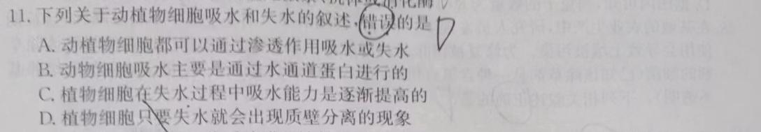 江西省2023-2024学年度八年级上学期阶段评估（一）【1LR】生物