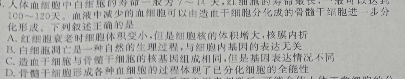 怀仁一中高三年级2023-2024学年上学期第二次月考(24092C)生物