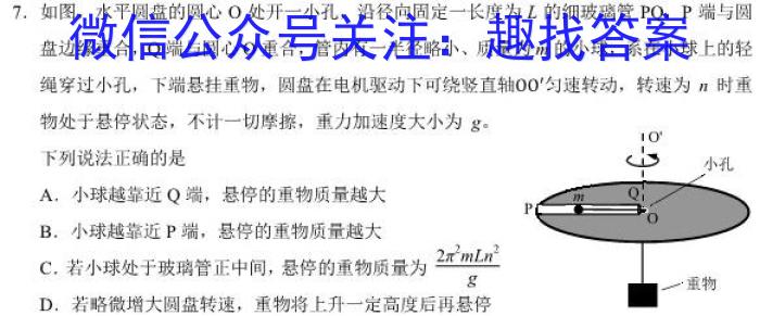 九师联盟 2024届高三9月质量检测巩固卷LG物理`