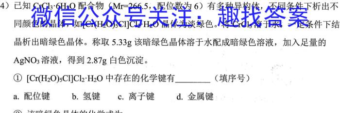 q陕西省2023-2024学年度九年级第一学期阶段性学习效果评估（二）化学