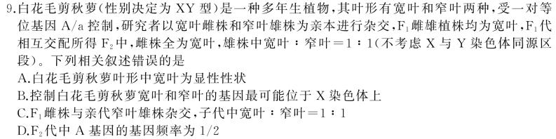 安徽省2023-2024学年耀正优+高三年级名校阶段检测联考(24004C)生物