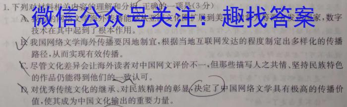 江西省2024届九年级初中目标考点测评（十二）语文