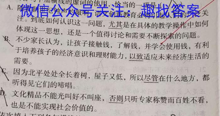 文博志鸿 2024年河南省普通高中招生考试模拟试卷(压轴二)语文