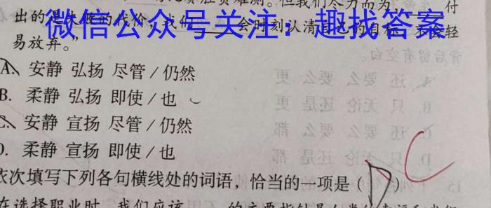 河南省平舆县2023-2024学年度下学期八年级期中学情测评语文