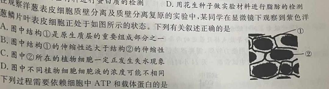 河南省南阳市2024年初中毕业班第一次调研测试生物