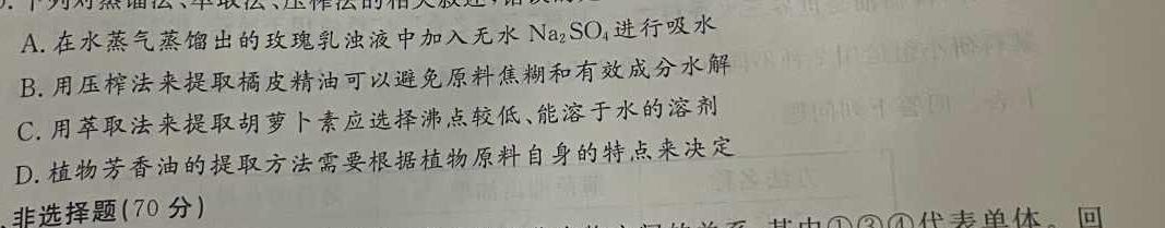 安徽省2024-2025学年上学期宿州市埇桥区南方学校七年级入学考试生物