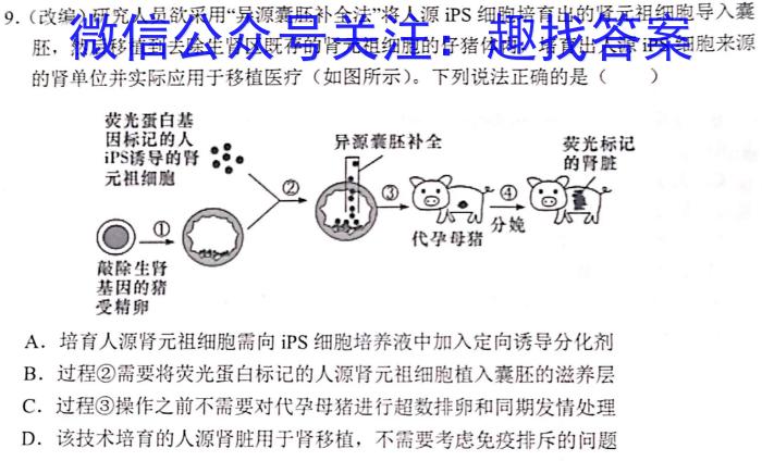 山西省2023-2024学年度九年级阶段评估（A）生物
