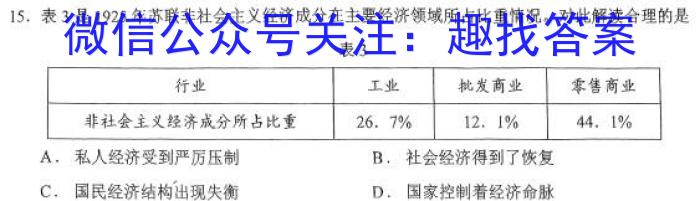 江西省2024届高三试卷9月联考(24-54C)历史