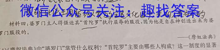陕西省2024届九年级收心考试（温泉）历史