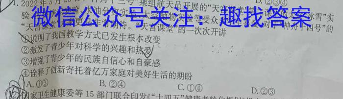 2023-2024学年安徽省九年级上学期阶段性练习（一）政治~