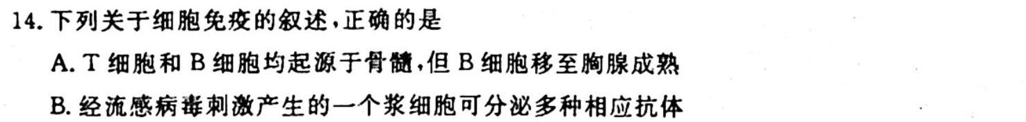 河南省2024届九年级阶段评估（一）【1LR】生物