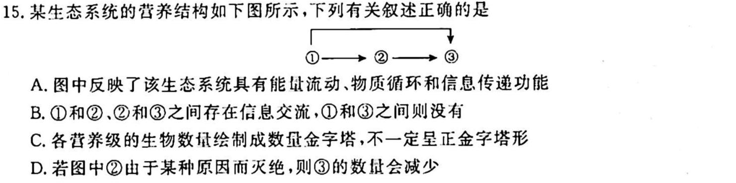 陕西省2024届高三试卷9月联考(标识♪)生物