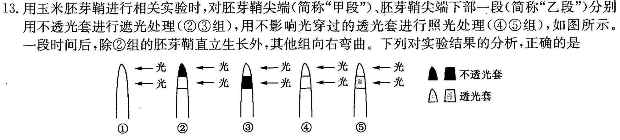 山西省2023-2024九年级第一学期阶段性练习(一)生物学试题答案