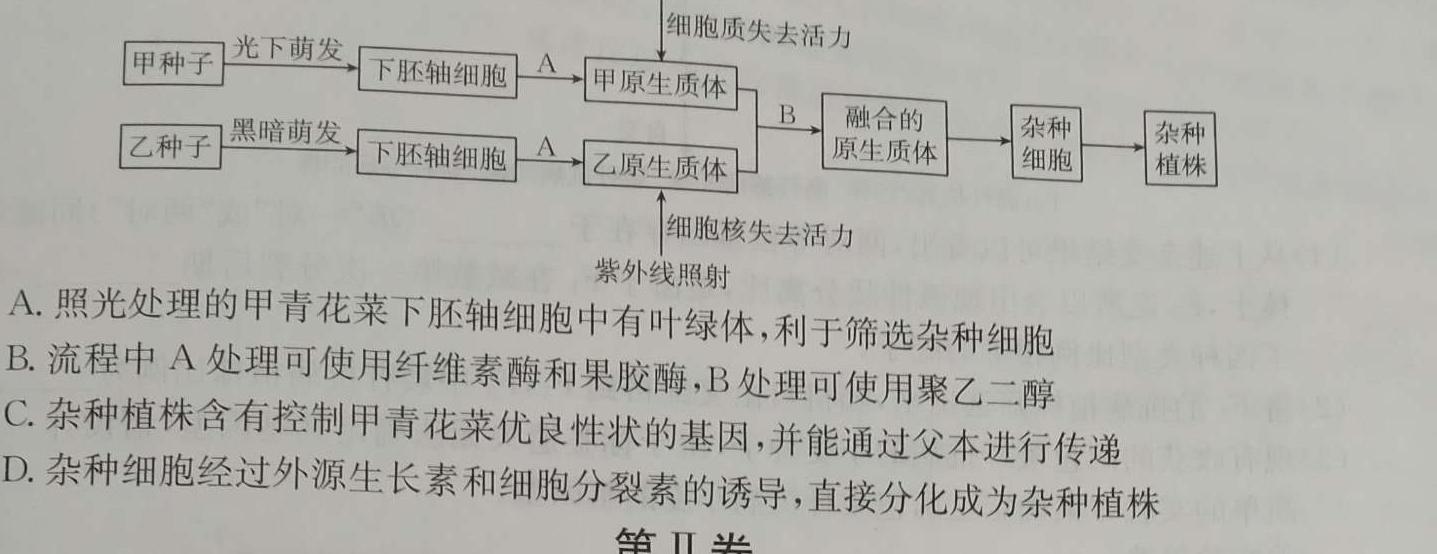 安徽省2023-2024学年耀正优+高三年级名校阶段检测联考(24004C)生物