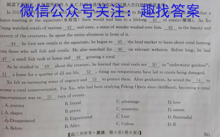 佩佩教育2024年普通高校招生统一考试 湖南10月高三联考卷英语