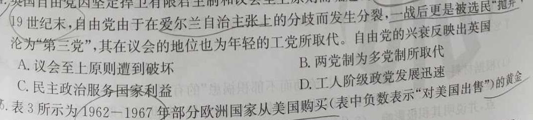 江西省2024届高三试卷9月联考(24-54C)历史