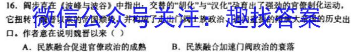 山西省九年级2023-2024学年新课标闯关卷（七）SHX历史试卷