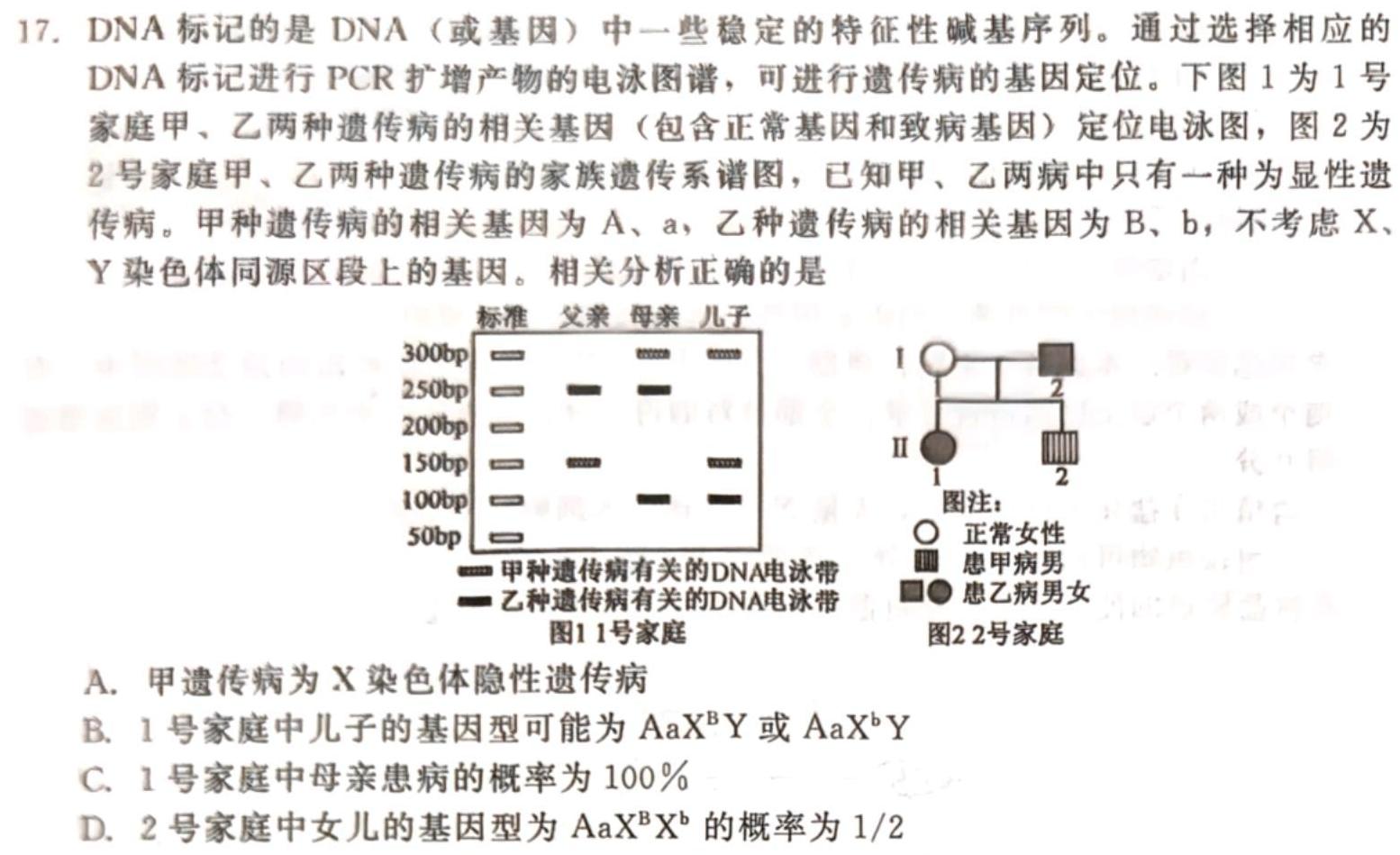 河南省24届高三年级TOP二十名校调研考试三[243065D]生物