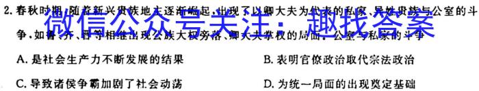 衡水金卷2024届贵州省高三年级适应性联考(一)历史