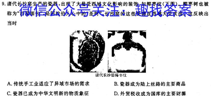 安徽省2023-2024学年第一学期九年级教学评价（一）历史试卷