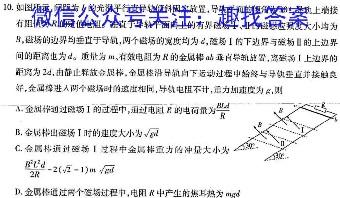 佩佩教育2024年普通高校招生统一考试 湖南10月高三联考卷q物理