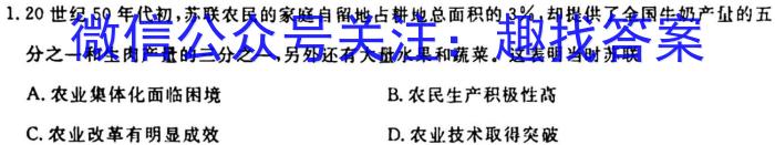 2023年皖东名校联盟体高三9月第二次教学质量检测历史试卷
