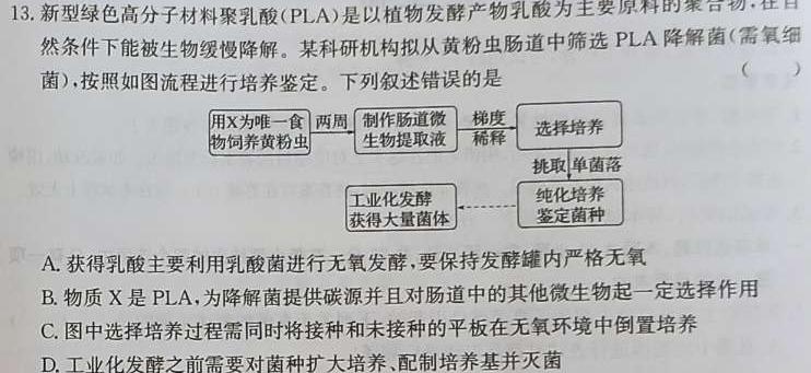 河北省2024届高三学生全过程纵向评价(一)1生物学试题答案