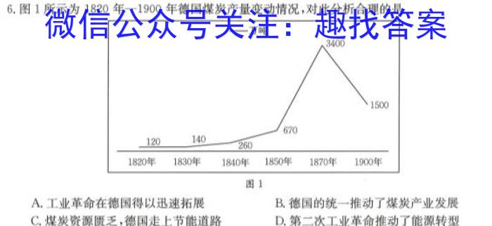 2024届全国高考分科模拟检测示范卷（一）XGK历史