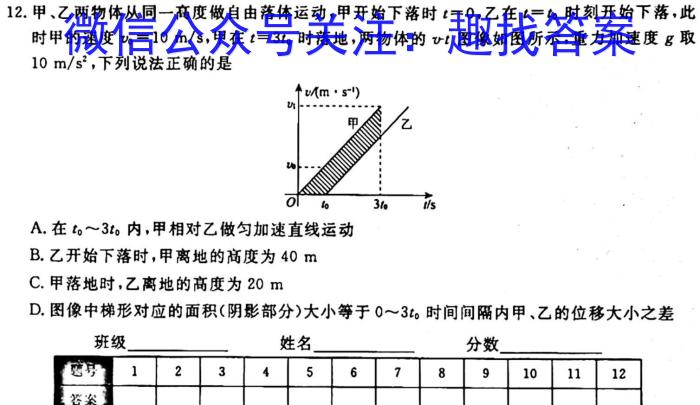 百师联盟2024届高三一轮复习联考(一) 湖南卷物理`