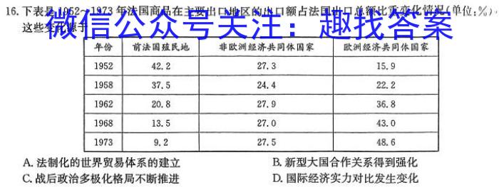 [今日更新]云南省昆明市云大附中2023-2024学年九年级秋季学期学业检测（一）历史