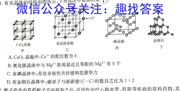 1安徽省2024届高三10月质量检测卷化学