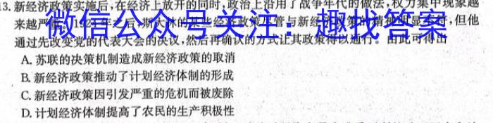 山西省九年级2023-2024学年新课标闯关卷（七）SHX历史试卷