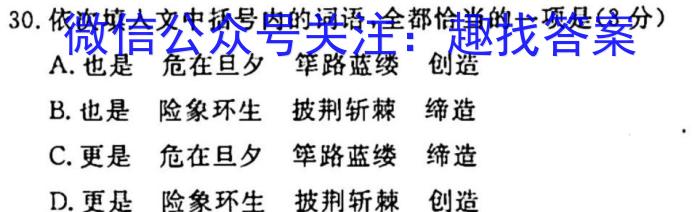 [今日更新]陕西省2024届九年级收心考试(温泉)语文