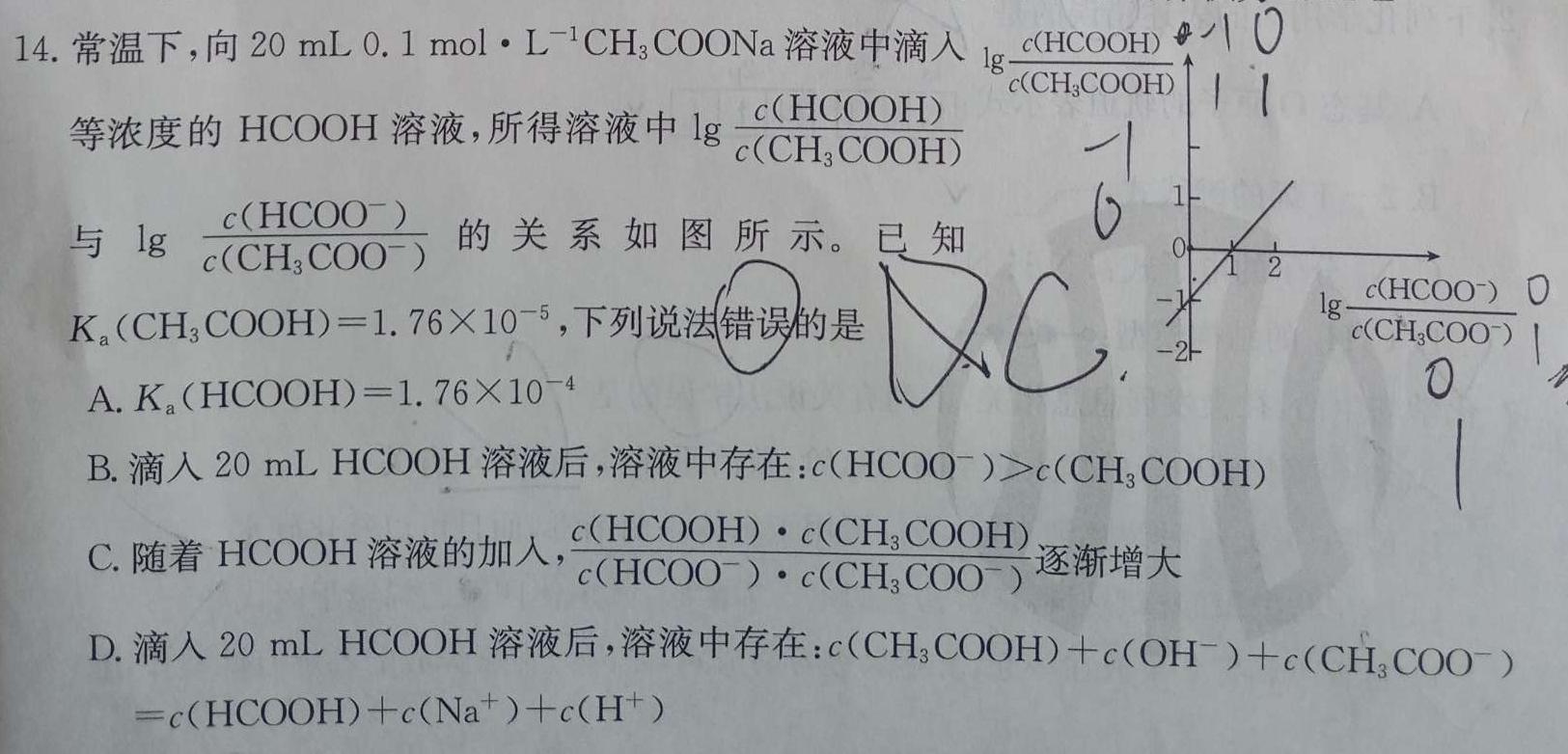 【热荐】河北省衡中同卷2023-2024学年度上学期高三年级一调考试化学