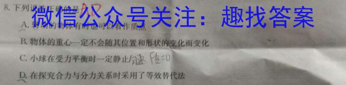 九师联盟2024届全国高三单元定向检测卷(新教材KH)(5)q物理