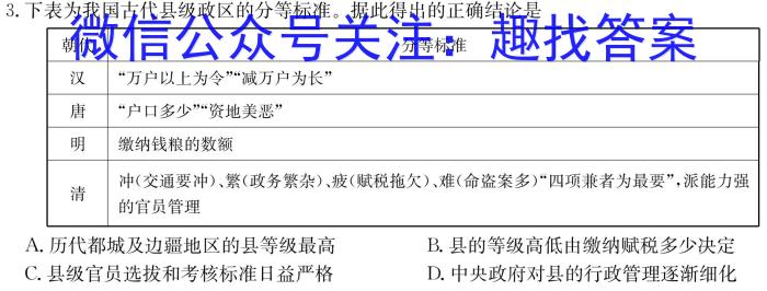 九师联盟 2024届高三9月质量检测L历史