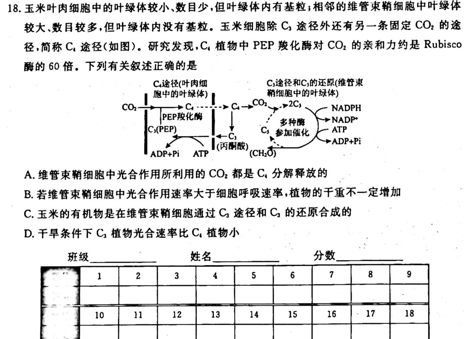 天一大联考 2023-2024海南省高考全真模拟卷(一)1生物