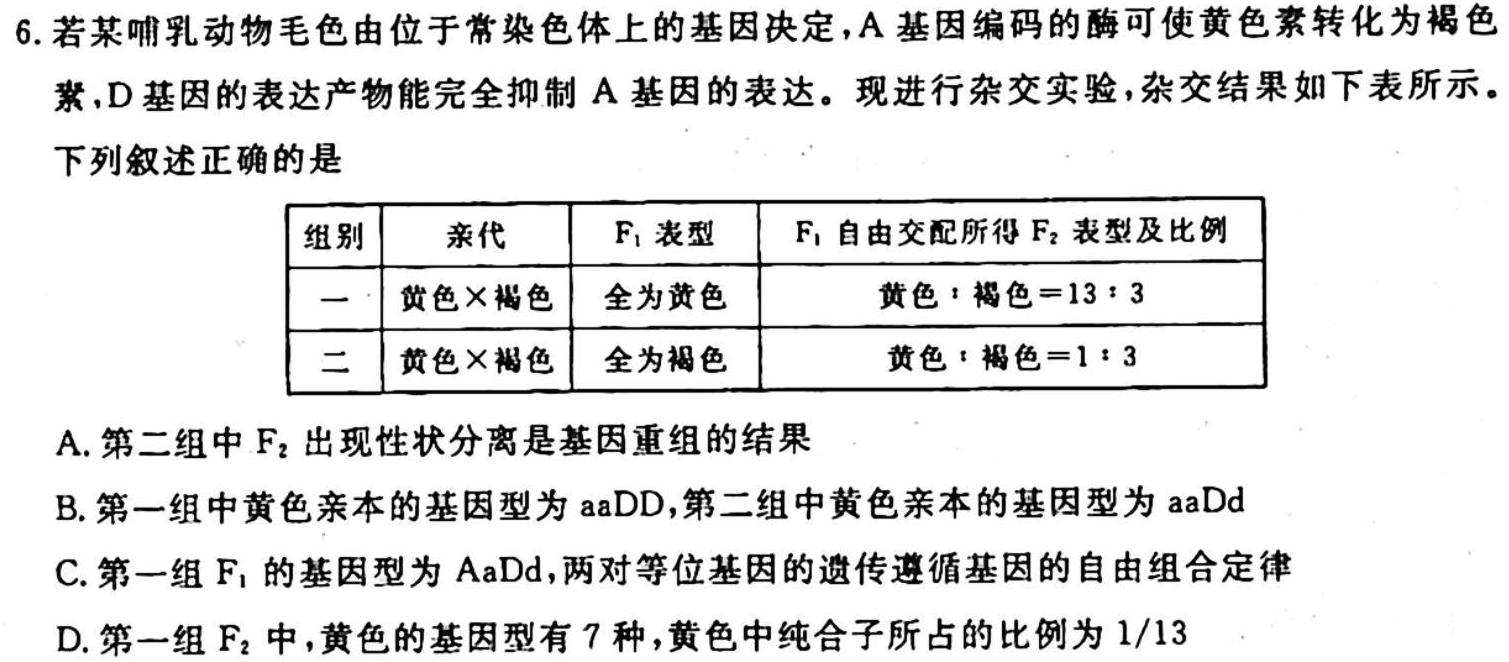 云南省2025届高二年级9月月考卷生物