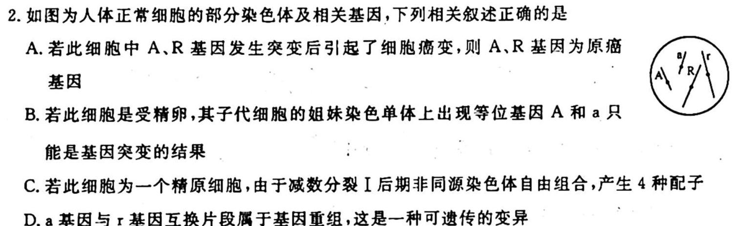 江西省2023-2024学年度九年级阶段性练习(一)1生物