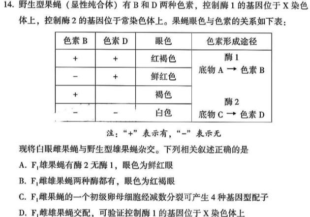 贵州金卷·贵州省普通中学2023-2024学年度七年级第一学期质量测评（一）生物